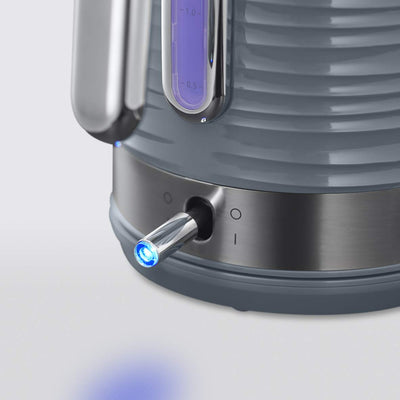 Russell Hobbs Wasserkocher [1,7l, 2400W] Inspire Grau mit hochwertiger Hochglanz-Struktur (Schnellkochfunktion, herausnehmbarer Kalkfilter, Wasserstandsanzeige, abnehmbarer Deckel) Teekocher 24363-70