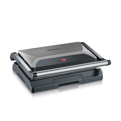 SEVERIN Kontaktgrill für Sandwiches, Steak und als Panini Grill, antihaftbeschichteter Sandwich Maker für fettfreies Grillen, 800 W, metallic grau/schwarz, KG 2394