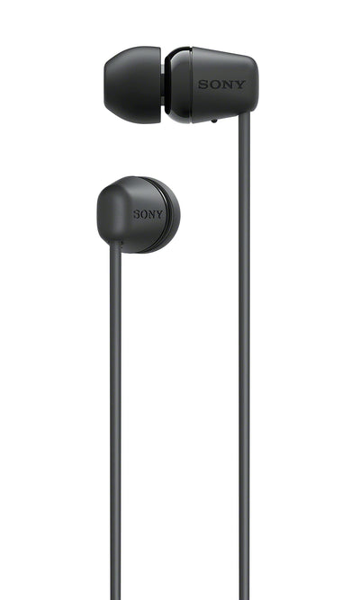 Sony kabellose WI-C100 In-Ear-Kopfhörer (bis zu 25 Stunden Akkulaufzeit, optimiert für Sprachassistenten, integriertes Mikrofon für Telefonate, Bluetooth), Schwarz, klein