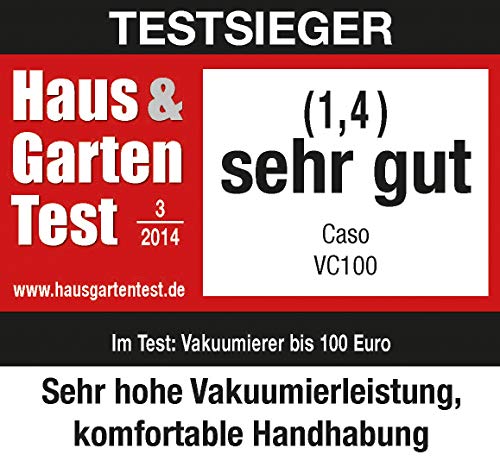 CASO VC100 Vakuumierer - Vakuumiergerät, Lebensmittel bleiben bis zu 8x länger frisch - Testsieger Haus & Garten Test, doppelte 30cm lange Schweißnaht