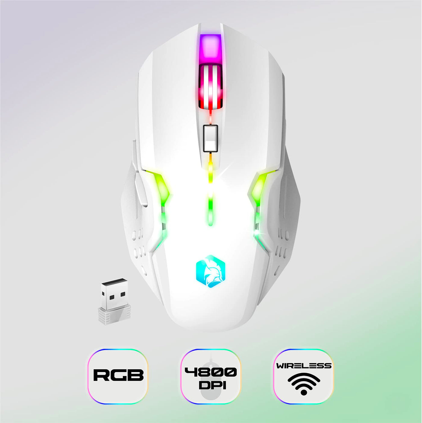 Empire Gaming - Armor RF800 Pack Clavier Souris Gaming sans Fil AZERTY (Français-Layout) RGB Avec Tapis de Souris -Clavier 2.4G -Souris 4800 DPI -PC PS4 PS5 Xbox One/Series Mac - Blanc