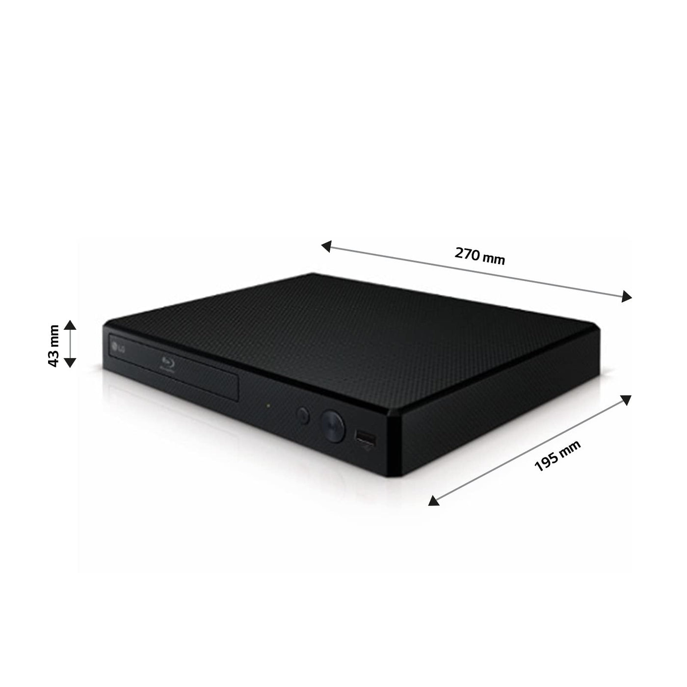 LG Electronics Blu-ray Player BP250 (Full HD-Upscaling, Wiedergabe externer Festplatten, HDMI- und USB-Anschluss), Schwarz, MaÃŸe: 2,7 x 4,1 x 19,5 cm