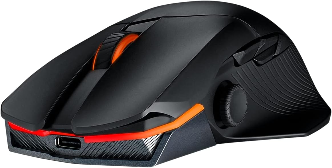 ASUS ROG Chakram X Origin kabellose RGB Gaming Maus (ROG AimPoint-Sensor, 36.000 dpi, Polling-Rate 8000 Hz, RF 2,4 GHz / Bluetooth / kabelgebunden, 11 programmierbare Tasten, Joystick, schwarz)