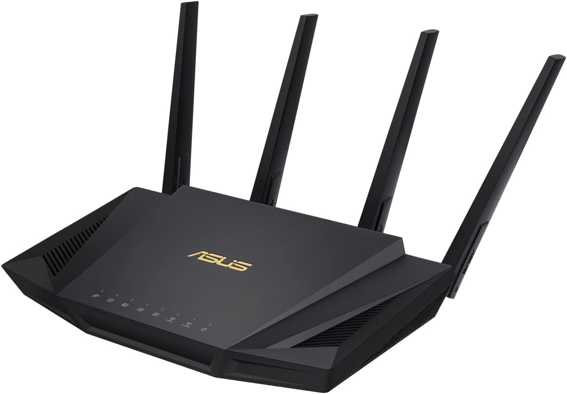 Asus RT-AX58U Router kombinierbarer Router (Tethering als 4G und 5G Router-Ersatz, Ai Mesh WLAN System, WiFi 6 AX3000, Dual-Band, 4x Gigabit LAN, 1.5 GHz TC CPU, AiProtection, USB 3.0, 160 MHz)