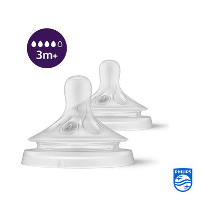 Philips Avent Natural Response Sauger – 2x Sauger für Babyflaschen mit Durchflussstärke 4, für Babys ab 3 Monaten, BPA-frei (Modell SCY964/02)