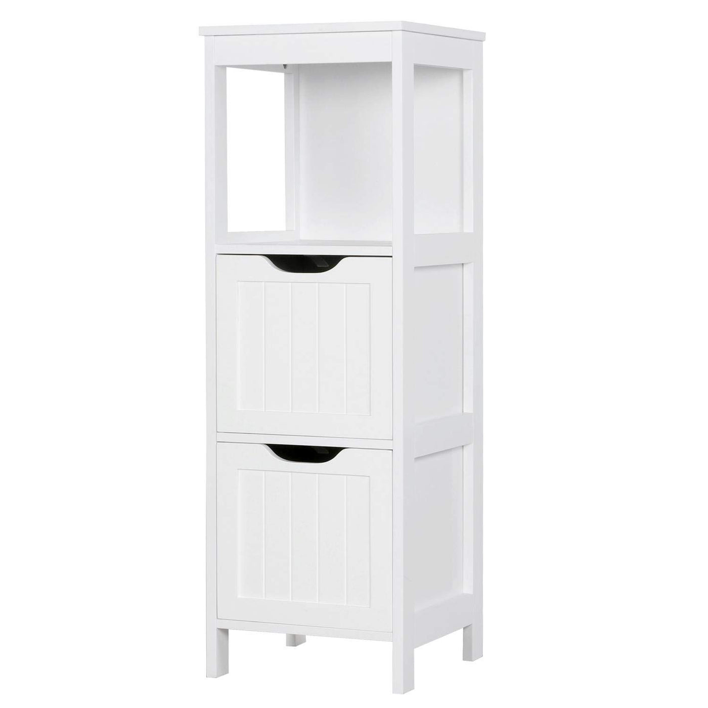 Yaheetech Badschrank, Badkommode, lackiertes Badregal weiß, Badezimmer Schrank mit abnehmbaren Schubladen, Nachtkommode, Eckkommode, 30x30x89cm LBH