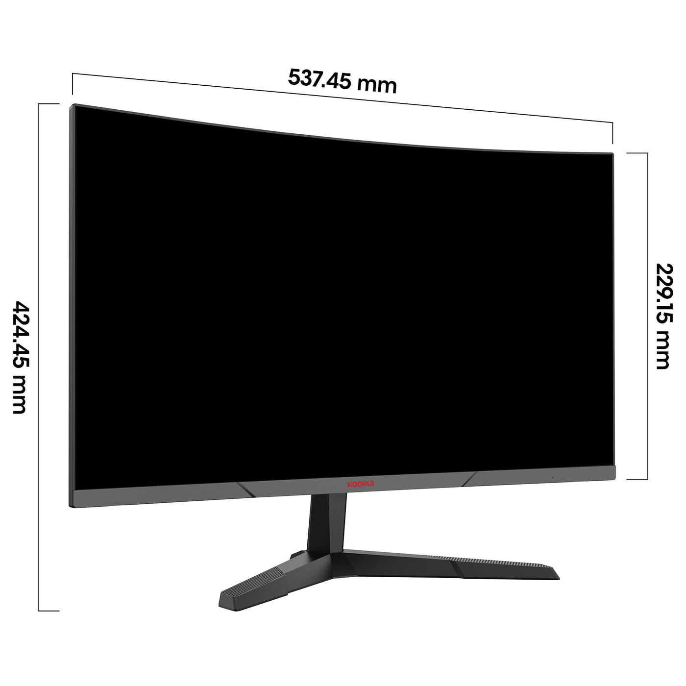 KOORUI 24 Zoll Curved Gaming Monitor, FHD 1080p, 1ms Reaktionszeit,165Hz Bildwiederholraten, HDMI 2.0/DP 1.2, 250cd/m² Helligkeit Schwarz 24E6CA