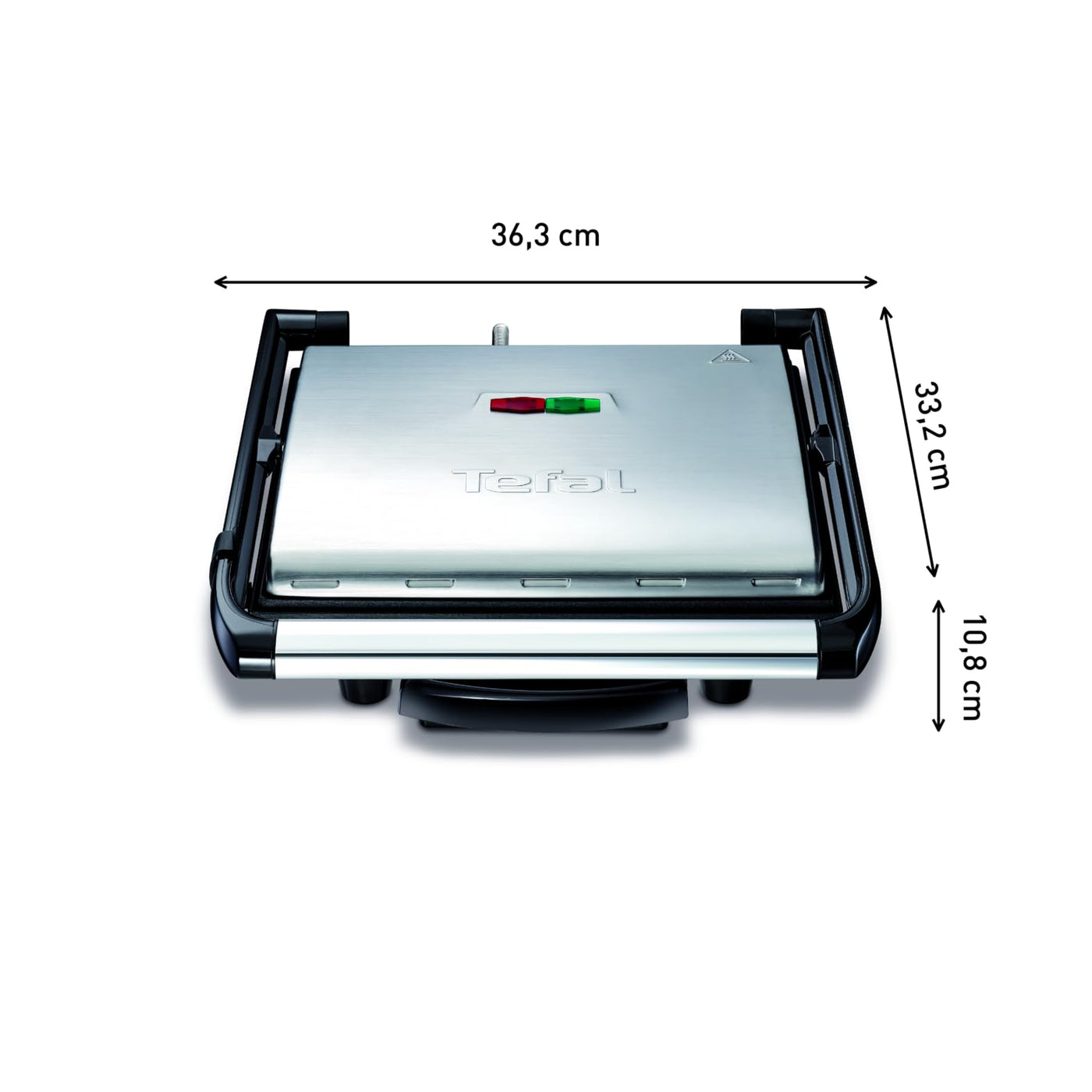 Tefal Kontaktgrill Inicio GC241D | Elektrogrill/Sandwichtoaster | Fettarmes Grillen | Panini,Toasts,Steak,Gemüse | Antihaftbeschichtete Grillplatten | 2000W | 36.3x10.8x33.2cm | Edelstahl/Schwarz