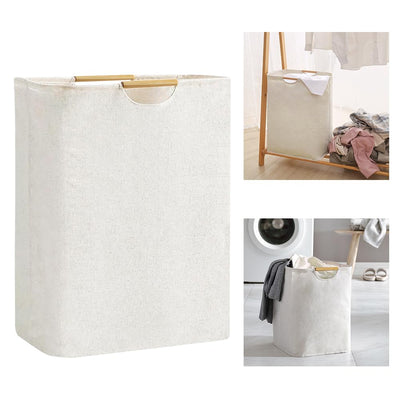 ADERTOS Wäschekorb Faltbarer Wäschesammler 60L Beige Wäsche Körbe mit Henkel Wasserdicht 55 * 40 * 25cm Laundry Basket Wäschesack für Schlafzimmer, Badezimmer,Schlafsaal, Wohnzimmer Bad