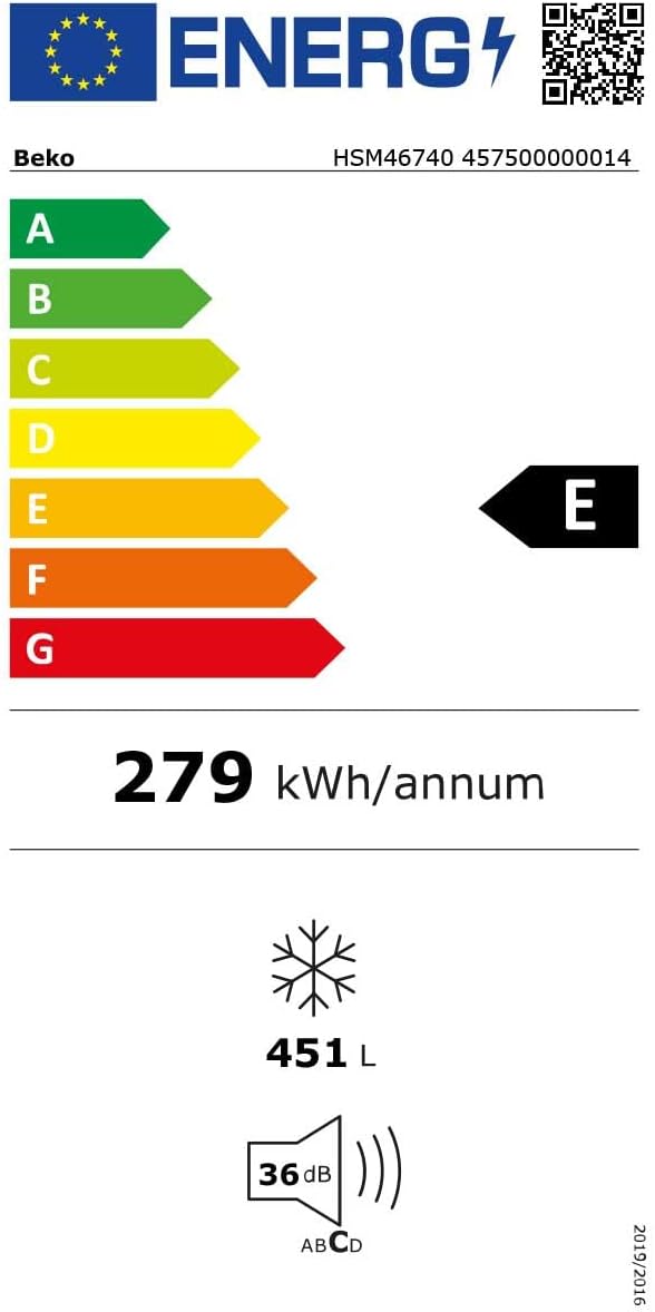 Beko HSM46740 Gefriertruhe groß, 451 l Nutzvolumen, 3 Gefrierkörbe, Temperaturalarm, abschließbar, Innenbeleuchtung, 36 db(A), Weiß