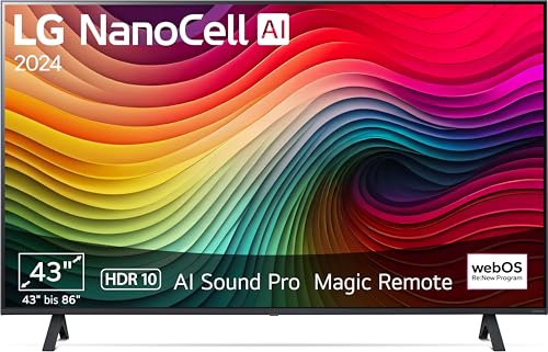 LG 43NANO81T6A TV 43" (109 cm) NanoCell Fernseher (α5 Gen7 4K AI-Prozessor, webOS 24, HDR10, bis zu 60Hz) [Modelljahr 2024]