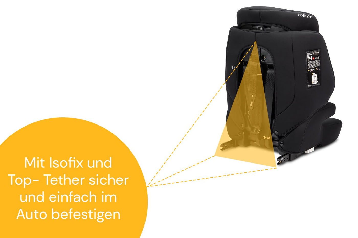 Osann Jazzi Isofix, Kindersitz mit Isofix ab 1 Jahr, Autositz von 76 bis 150 cm, i-Size mitwachsend - Black