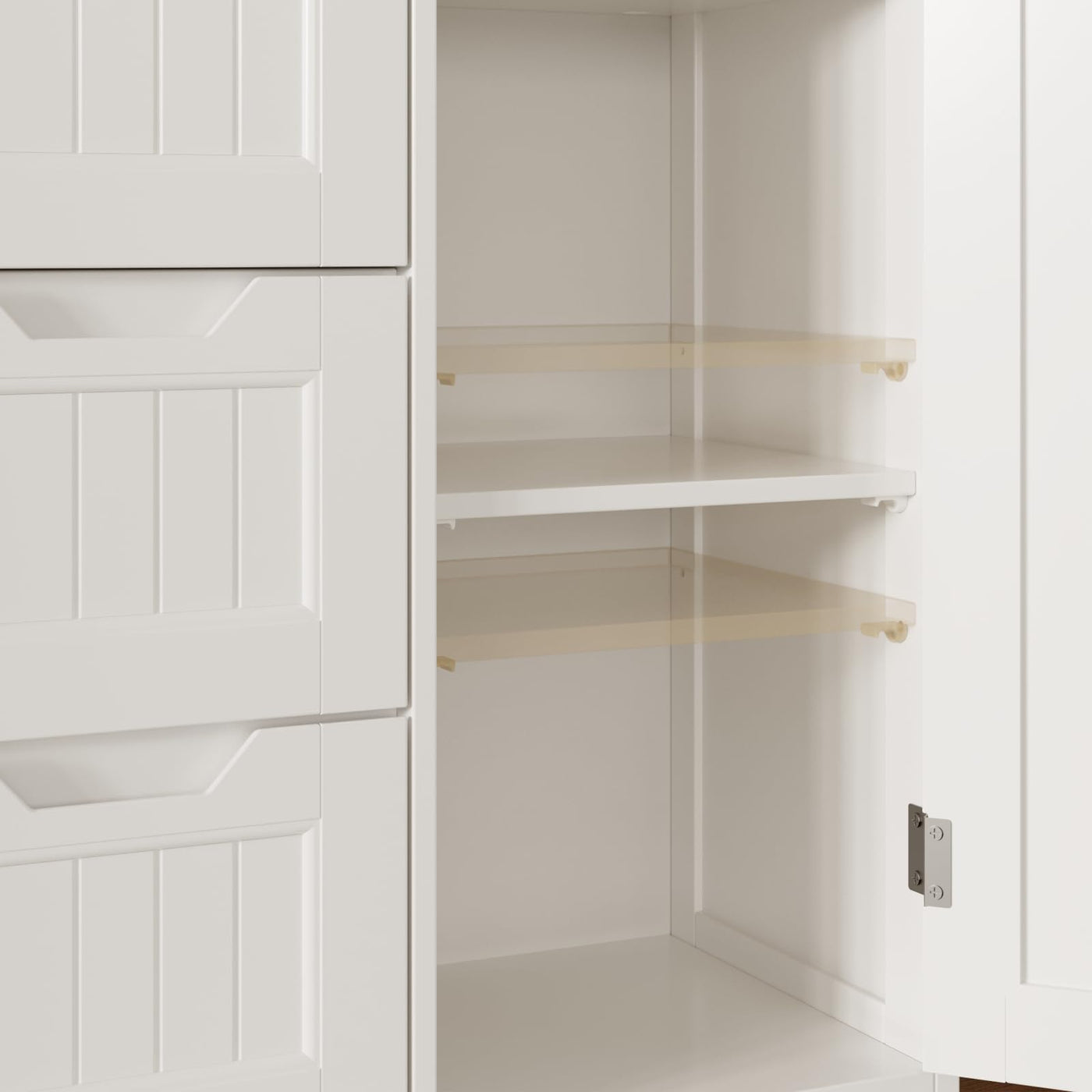 Bealife Badezimmerschrank Badschrank Schmal Beistellschrank mit 4 Schubladen Schranktür Verstellbare Trennwand Geeignet für Badezimmer Wohnzimmer Küche Flur