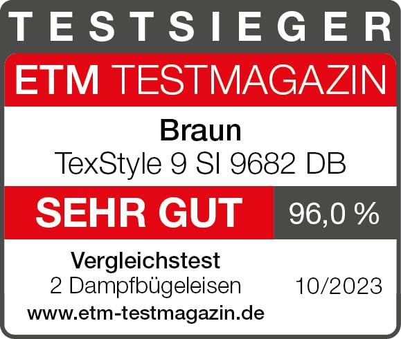 Braun TexStyle 9 SI9682 DB Dampfbügeleisen mit FreeGlide 3D Technologie, Vertikaldampf, Anti-Tropf-Funktion, Selbstreinigungsfunktion, 330 ml Einfüllöffnung, 260 g/min, 3200W, Dunkelblau