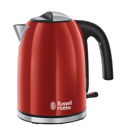 Russell Hobbs Wasserkocher [1,7l, 2400W] Colours+ Edelstahl Rot (Schnellkochfunktion, herausnehmbarer Kalkfilter, optimierte Ausgusstülle, außenliegende Wasserstandsanzeige) Teekocher 20412-70