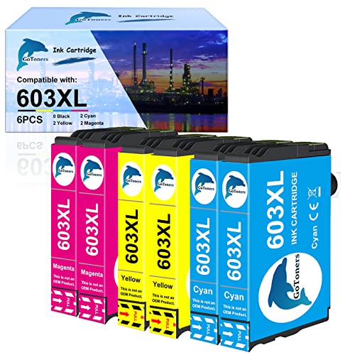 GoToners 603XL Patronen Kompatibel für Epson 603 XL Farben Druckerpatronen für XP-2100 XP-2150 XP-2105 XP-3100 XP-3105 XP-3150 XP-4100 XP-4150 WF-2810 WF-2830 WF-2850 (2 Cyan, 2 Magenta, 2 Gelb)