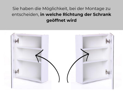 HAJDUK FURNITURE Spiegelschrank Bad mit Beleuchtung 4000 K IP44 50x60x14 cm Weiß Matt Soft-Close-Funktion - Hängeschrank Badezimmer - Badezimmerschrank Hängend LED Aufbauleuchte - Wandschrank