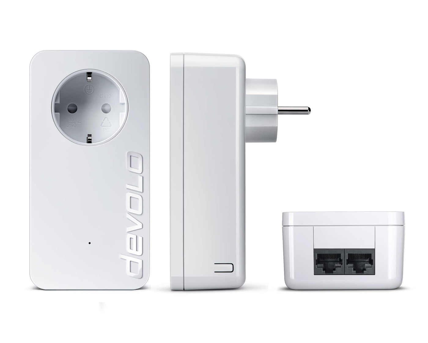 devolo LAN Powerline Adapter, dLAN 550 duo+ Erweiterungsadapter -bis zu 500 Mbit/s, Powerlan Adapter, LAN Steckdose, 2x LAN Anschluss, weiß