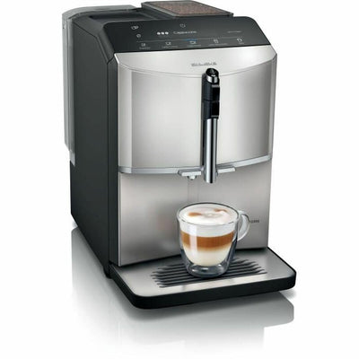 SIEMENS Kaffeevollautomat EQ300 TF303E07, für viele Kaffeespezialitäten, Milchaufschäumer, Keramikmahlwerk, OneTouch-Funktion, 1300 W, Inox silver metallic