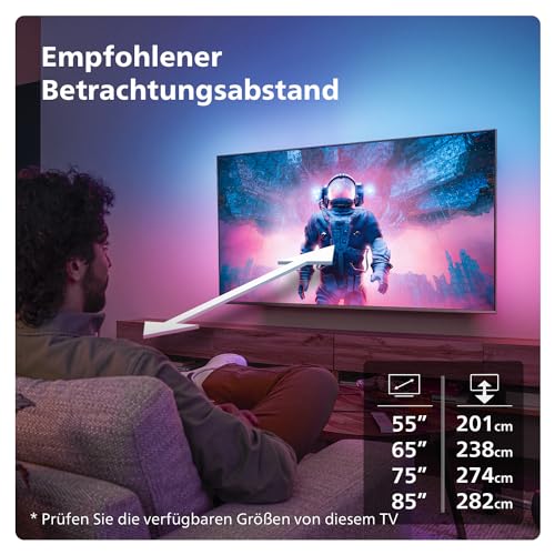 Philips Ambilight The Xtra 55PML9009 4K Quantum Dot MiniLED Smart TV - 55-Zoll Display mit P5 Perfect Picture Engine Ultra HD, Titan OS, Dolby Vision und Dolby Atmos Sound - Anthrazitgrau