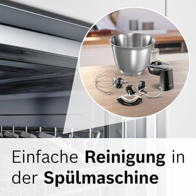 Bosch Küchenmaschine OptiMUM MUM9D33S11, Edelstahl-Schüssel 5,5 L, Planetenrührwerk, Profi-Knethaken, Schlag-, Silikonbesen, 7 Arbeitsstufen, Durchlaufschnitzler, 3 Scheiben, 1300 W, silber