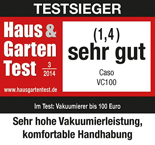 CASO VC100 Vakuumierer - Vakuumiergerät, Lebensmittel bleiben bis zu 8x länger frisch - Testsieger Haus & Garten Test, doppelte 30cm lange Schweißnaht