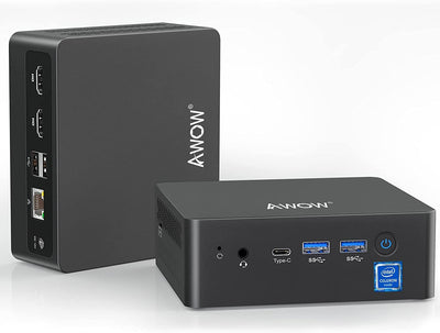 AWOW Mini PC Wi-11 Pro Celeron J4125 mit 8 GB DDR4/ 128 GB NVMe M.2 SSD 4K@60Hz, Desktopcomputer Dual HDMI, 2.4 G/5 G Dual WiFi, Gigabit Ethernet, USB*4,BT 4.2