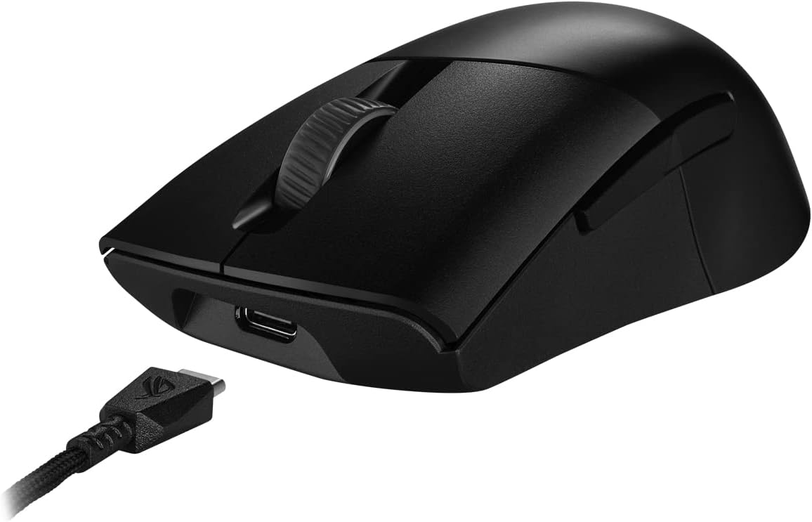 ASUS ROG Keris Wireless AimPoint RGB Gaming Maus (optischer ROG AimPoint-Sensor, 36.000 DPI, ROG Micro Switches, 2,4 GHz RF, Bluetooth, USB, 5X programmierbare Tasten, schwarz)