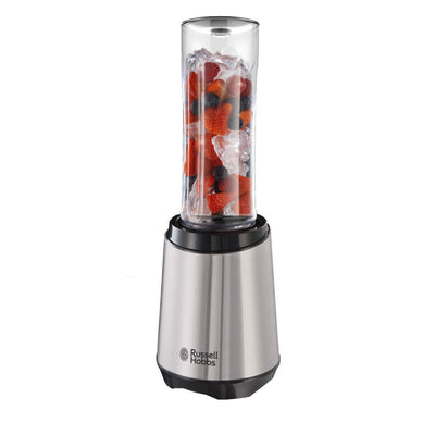 Russell Hobbs Mixer - Standmixer & Smoothie Maker to go [23.500 U/min Power-Motor] inkl. 2x Mixbehälter 600ml (BPA-frei, spülmaschinen- & bruchfest inkl. Deckel) Zerkleinerer, Edelstahl, 23470-56