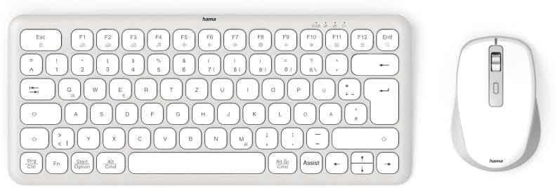 Hama Tastatur Maus Set kabellos (Multi Device Tastatur und Maus mit Bluetooth/Funk für PC, Smartphone, Tablet, klein, mit Batterien, leise Scissortasten, Multimedia Tasten, deutsches QWERTZ-Layout)