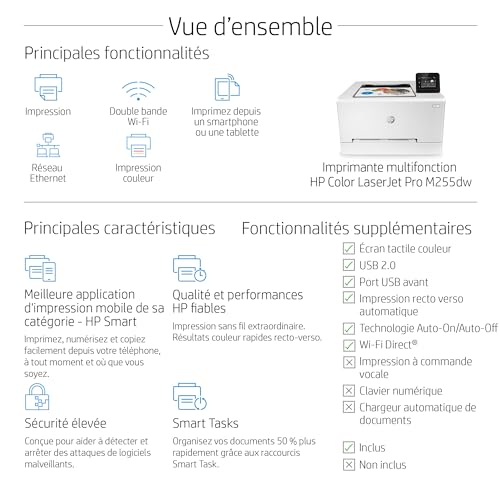 HP Color LaserJet Pro M255dw Farblaserdrucker (Laserdrucker, WLAN, LAN, Duplex, Airprint) weiß