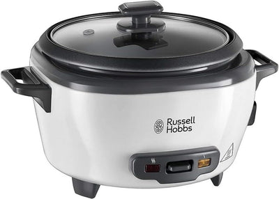 Russell Hobbs Reiskocher klein [medium] 0,8l inkl. Dampfgarer -Einsatz (Warmhaltefunktion, antihaftbeschichteter Gartopf, Reislöffel & Messbecher, Schongarer für Gemüse & Fisch etc.) 27030-56