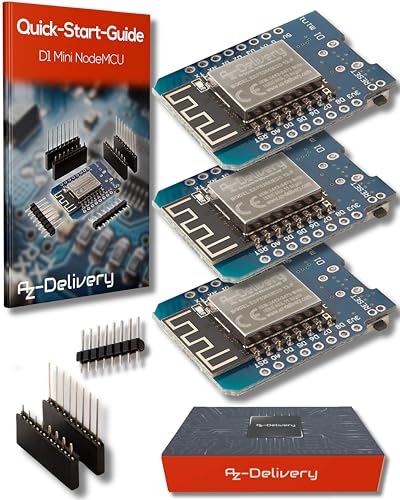 AZDelivery 3 x D1 Mini NodeMcu mit ESP8266-12F WLAN Module CH340G Lua kompatibel mit Arduino inklusive E-Book!