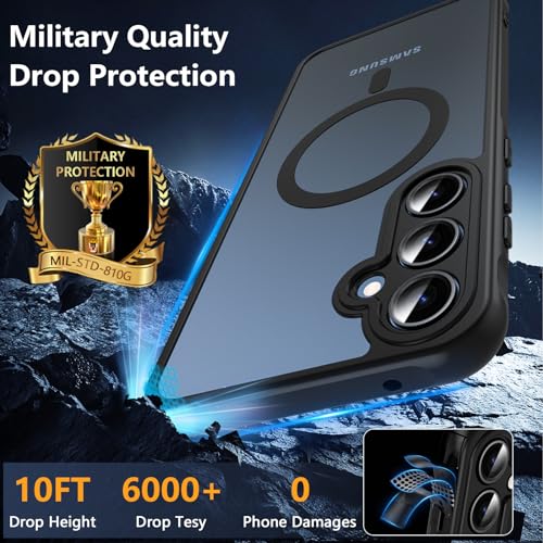 BESINPO Magnetisch Für Samsung Galaxy A55 5G Hülle mit Panzerglas Glas, Militärschutz Handyhülle A55 5G Stoßfest Robust Dünn Schutzfolie Schutzhülle Case Cover für Samsung A55(Schwarz)