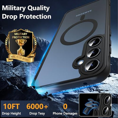 BESINPO Magnetisch Für Samsung Galaxy A55 5G Hülle mit Panzerglas Glas, Militärschutz Handyhülle A55 5G Stoßfest Robust Dünn Schutzfolie Schutzhülle Case Cover für Samsung A55(Schwarz)