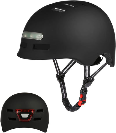 Erwachsene Fahrradhelm mit LED Licht CE-Zertifikate Radhelm Skaterhelm Herren und Damen E-Scooter Roller BMX Helm für Männer & Frauen Trekking City Rennradhelme Jugendhelme Skaterhelm,L