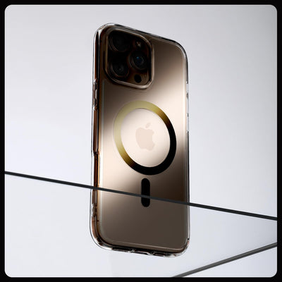 Spigen für iPhone 16 Pro Max Hülle [Anti-Yellowing] Ultra Hybrid MagFit Case Handyhülle Transparent Dünn Slim Kompatibel mit MagSafe -Gold