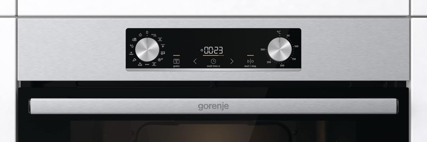 Gorenje OptiBake BOS 6737 E02X Einbau-Backofen / 77L / AquaClean/Heißluft/ExtraSteam/AirFry/PerfectGrill/Pizzamode 300°C/Edelstahl, Inox