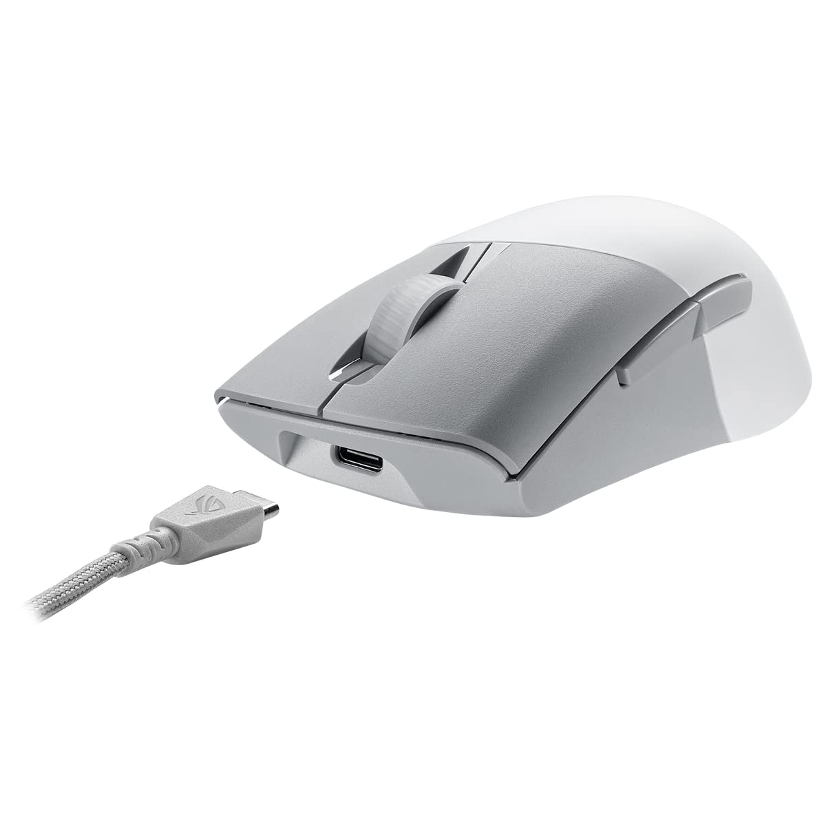 ASUS ROG Keris Wireless AimPoint White RGB Gaming Maus (optischer ROG AimPoint-Sensor, 36.000 DPI, ROG Micro Switches, 2,4 GHz RF, Bluetooth, USB, 5X programmierbare Tasten, weiß)