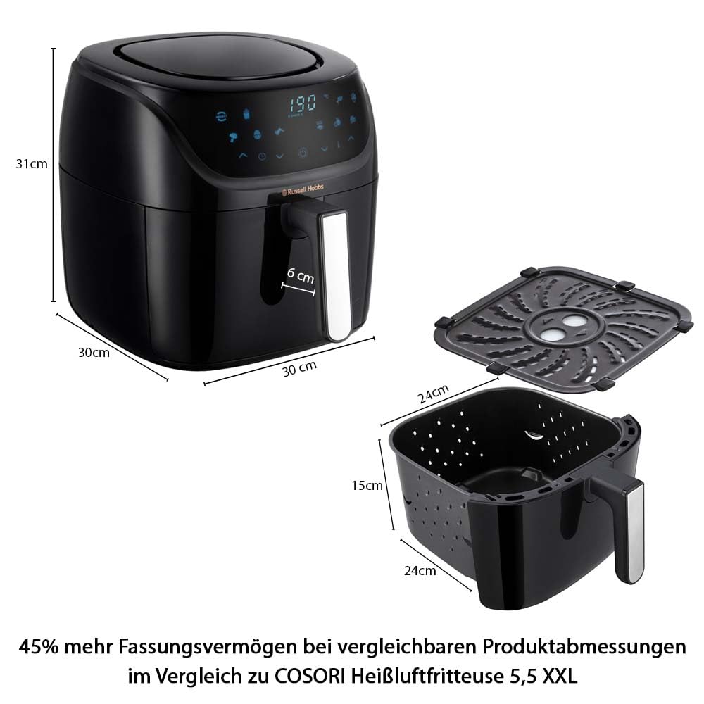 Bundle Set: Russell Hobbs Heißluftfritteuse XXL 8l [7 Kochfunktionen|10 Programme] AirFryer 27170-56 & Russell Hobbs Salz und Pfeffer Mühle elektrisch [2er Set] 23460-56