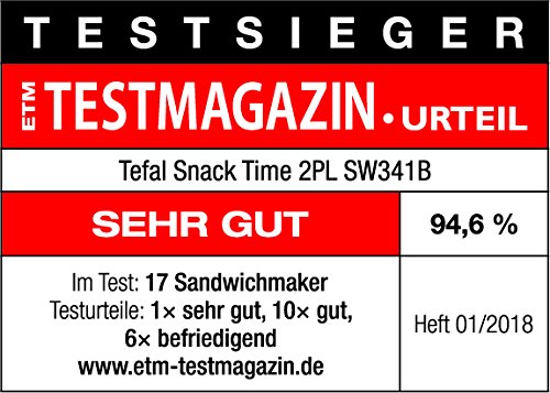 Tefal SW341B Snack Time 2in1 Kombi-Gerät Waffeleisen und Sandwichtoaster | 2 herausnehmbare | Antihaftbeschichtete Plattensets | Spülmaschinengeeignet | Wärmeisolierter Griff | ‎700 W | Grau / Schwarz