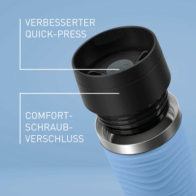 Emsa N20226 Travel Mug Wave Isolierbecher 0,5 Liter | neuer Komfort-Schraubverschluss | Edelstahl | 6h heiß und 12h kühl | 100% dicht | spülmaschinenfest | 360°-Trinköffnung | Pastellblau