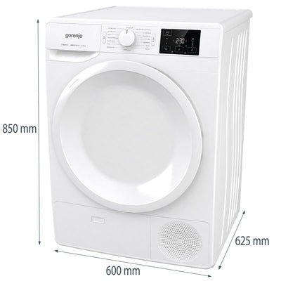 Gorenje DNE 8B Kondenstrockner, 8 kg, LED Display, Made in EU, 16 Programme, Nature Dry, Sportprogramm, Startvorwahl, weiß