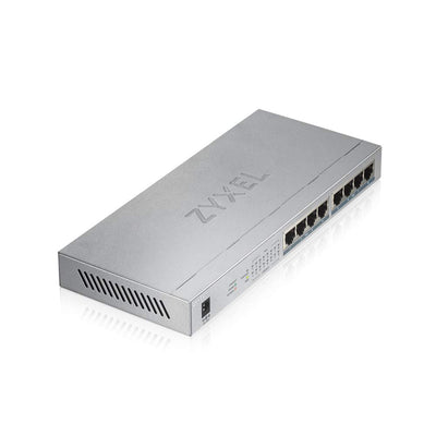 Zyxel Gigabit Unmanaged PoE+ Switch mit 8 Ports (davon 8 mit PoE) und einem PoE-Budget von 60 Watt, Lifetime Garantie [GS1008HP]