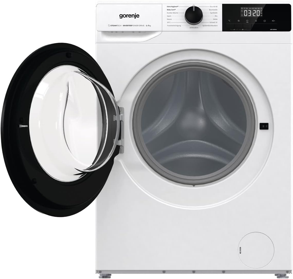 Gorenje WNHEI 74 SAPS/DE Waschmaschine mit Dampffunktion, 7kg Fassungvermögen, EEK: A, Inverter PowerDrive Motor, 1400 U/min, 15 Programme, Steam Tech, AquaStop, Kindersicherung, weiß