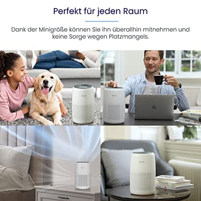 LEVOIT Luftreiniger Allergiker mit Aromatherapie, HEPA Luftfilter gegen Schimmel, Staub und Tierhaare bis zu 0,3 µm für Schlafzimmer, 7 Watt Energiesparend, 3 Geschwindigkeiten, 25dB, Weiß