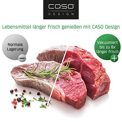 CASO FastVac 500 Gewerbevakuumierer - Edelstahl Vakuumierer für den professionellen Gebrauch - doppelte Kolbenpumpe 20 Liter/Min., Schweißnaht, inkl. 2 gratis Folienrollen,220-240V,50Hz,130W