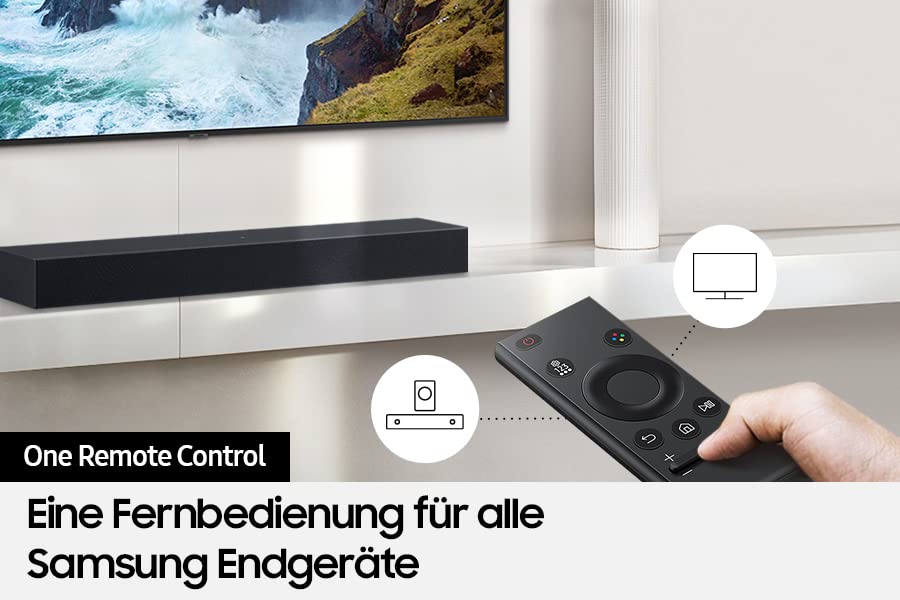 Samsung HW-C410G 2.0-Kanal C-Soundbar, Integrierter Subwoofer, Surround Sound Expansion, Dolby Digital 2.0, DTS 2.0, Bluetooth & NFC, One Remote Control [2023]