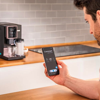 Cecotec Kompakte Superautomatische Kaffeemaschine mit Wifi Cremmaet Compactccino Connected Black Rose. 1350W, 19 Bar, TFT-Bildschirm und APP, Mahlwerk, Milchtank 400 ml und 1 Liter Wasser