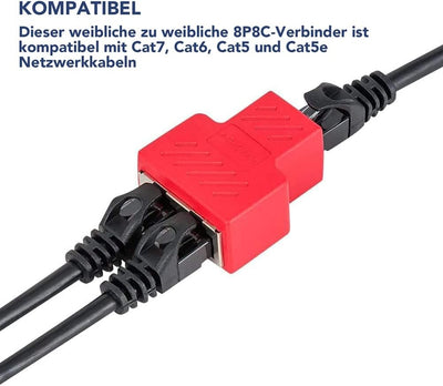 VANDESAIL 2 Pack LAN Splitter Verteiler, LAN Splitter 1 Auf 2, RJ45 Splitter LAN Switch 2Port, Ethernet Splitter Netzwerk Verlängerungen Adapter, LAN Kabel Splitter für Cat5e Cat6 Cat7 Cat8 Kabel